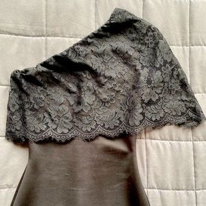 ASOS black one shoulder lace mermaid gown
